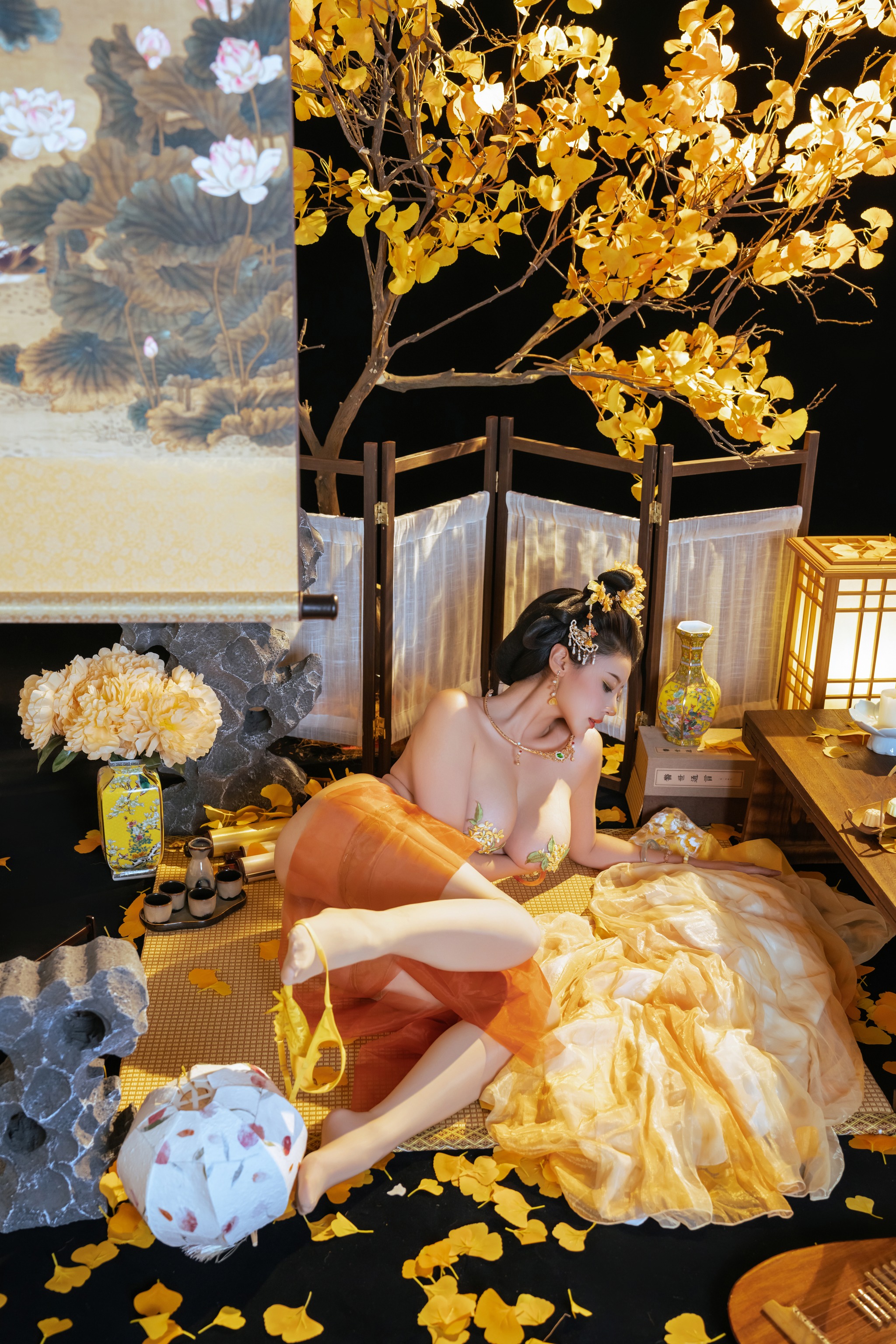 图片[1]-奈汐酱nice – NO.127 金笺寄月[90P]-XikXak